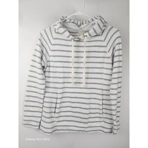 J.CREW hooded sweatshirt with kangaroo pocket, white and gray